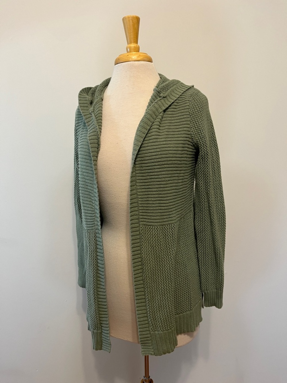 Marled Hooded Open Sage Green Cardigan Small Perfect for Cool summer nights